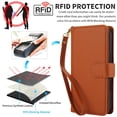 thumbnail image 4 of Wallet Case for iPhone 16, RFID Blocking Flip Cover with 7 Card Slots, Cash Compartment, Magnetic Closure, and Hands-Free Stand, Slim Protective Phone Case with Wrist Strap,Brown, 4 of 6