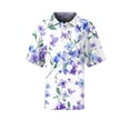 thumbnail image 4 of IYYVV Womens Waffle Polo Shirts Short Sleeve T-Shirt Summer Casual Tennis Work Athletic Tops Fashion Floral Printed Tee Purple L, 4 of 5