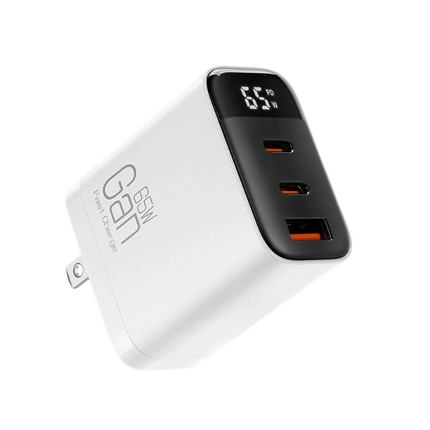 Pisexur Electronics - Cargador rápido 3 en 1 GaN para hombre, 65 W, 2025, módulo de carga superrápida con 2 puertos USB tipo C, adaptador de carga rápida portátil, enchufe de pared para teléfono, tab