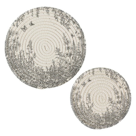 

Line Art Flowers Cotton Braided Potholders 2 Pack Heat-Resistant Pads 7.09 and 9.45