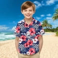 thumbnail image 2 of Stamzod Boys Beach Outfit Summer Short Sleeve Boys Button Down Shirt Casual Vacation Beach Hawaiian Shirt with Pocket Red B 14 Years, 2 of 7