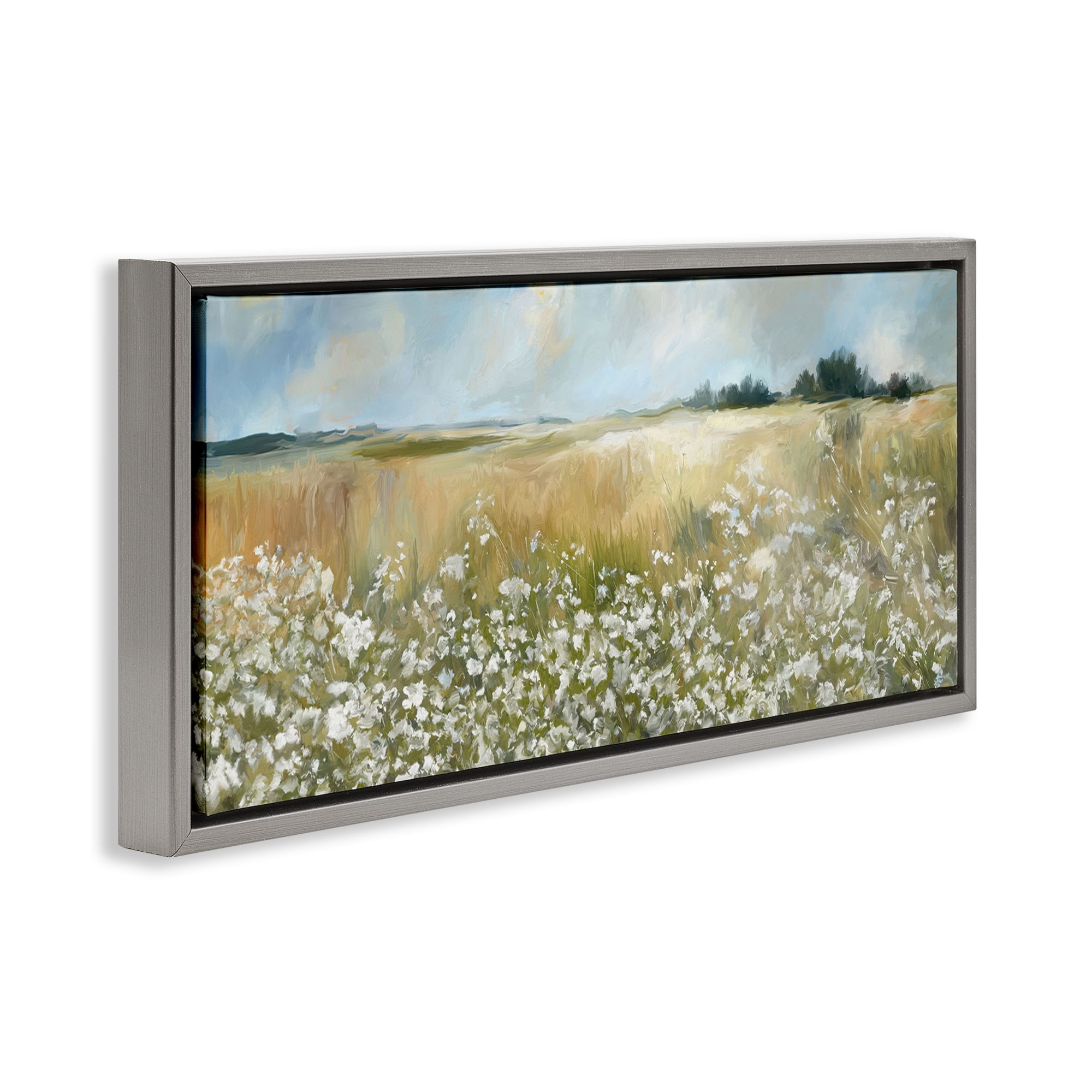 Stupell Industries Panoramic Prairie Horses Landscape & Nature Photography Gray Floater Framed Canvas Art Print Wall Art, 25 x 11