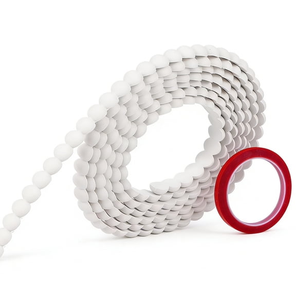 Topboutique Flexible Molding Trim Decorative Bead Pearl Shaped Trim DIY Wall Trim Unfinished Mirror Frame Trim Paintable Cabinet Molding Trim for Wall Mirror Frame Border Door Decor,10 ft/3 m,White