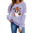 thumbnail image 5 of VKOYWKM Fall Halloween Sweatshirts for Women Ghost Graphic Sweatshirts Oversized Long Sleeve Crew Neck Pullover Holiday Party Sweatshirt, 5 of 6