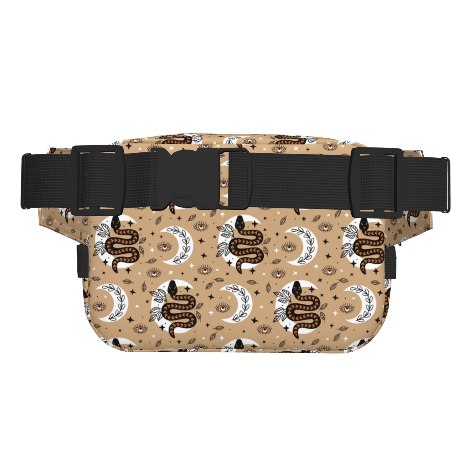 Picia Snake And Flower Print Square Double-Layer Waist Bag Mini Adjustable Waist Belt Bag Exercise Running Travel Hiking