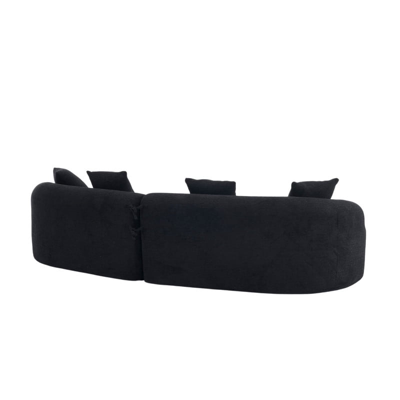 Curved Sectional Sofa with 4 Throw Pillows, Modern Luxury Chenille 4-Seater Cloud Couch with Deep Seat for Living Room, No Assembly Needed