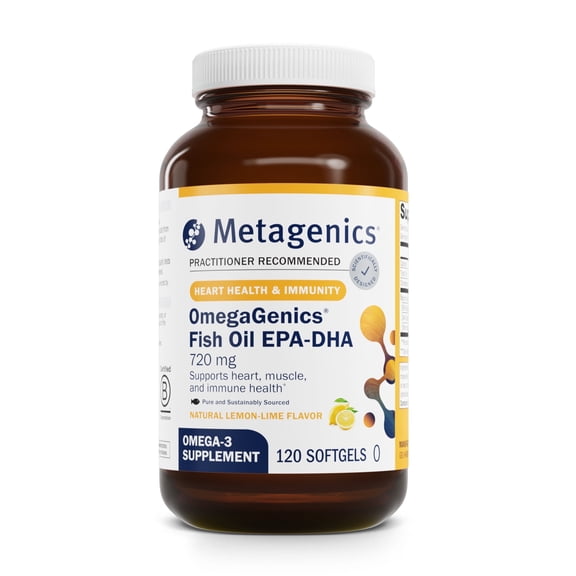 Metagenics OmegaGenics Fish Oil EPA-DHA 720 mg - Omega-3 Fish Oil Supplement - High Potency - for Heart Health, Musculoskeletal Health & Immune System Health* - with DHA & EPA - 120 Softgels