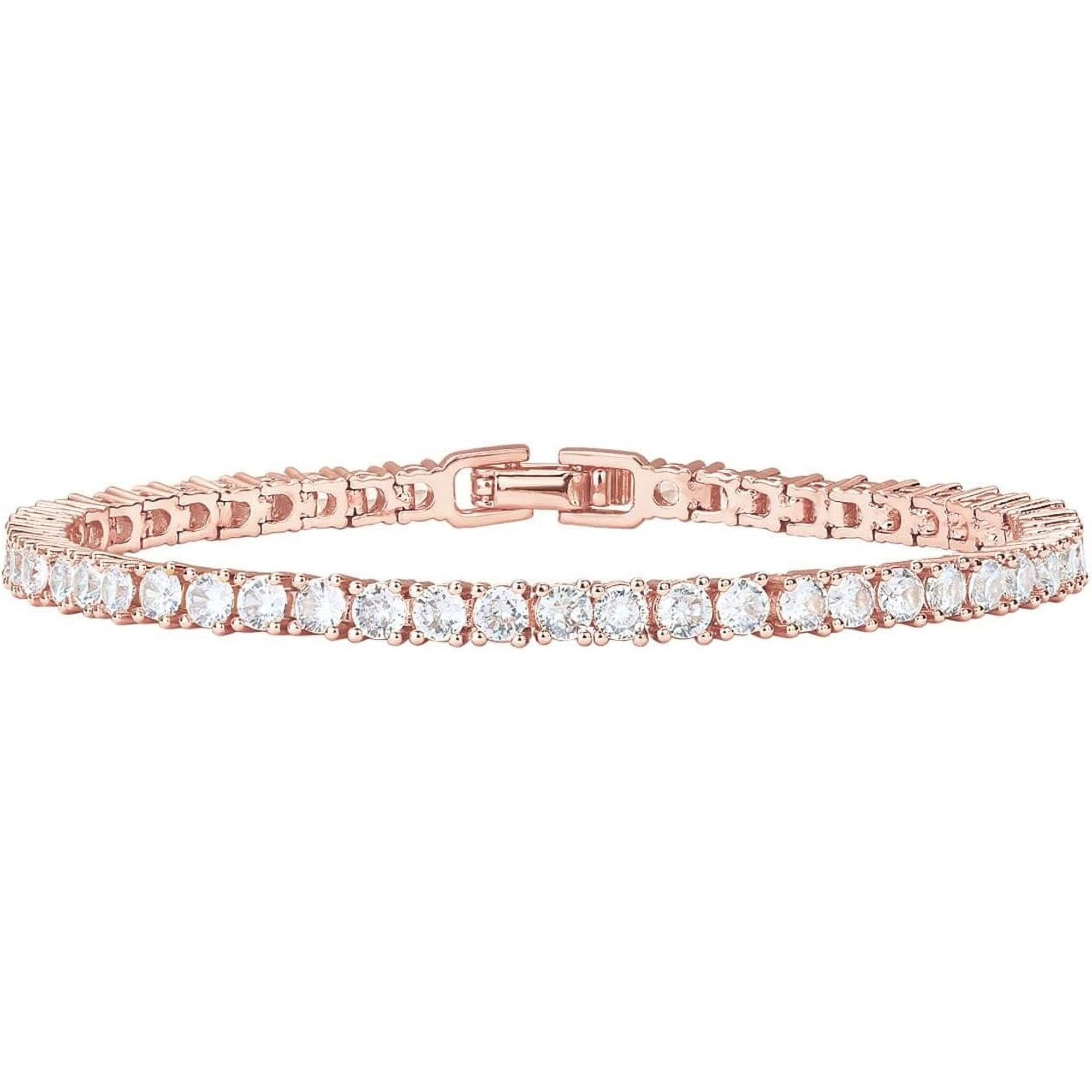 Bracelet De Tennis Or Blanc 18 Carats Avec Zircon - Longueur 16 Cm - Neuf Original Fichera Preziosi