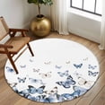 thumbnail image 2 of Round Rug 5Ft Washable Non-Slip, Blue Butterflies Circle Area Rugs for Living Room Bedroom, Elegant Pastoral Butterfly Indoor Floor Mats Carpet Runner for Home Decor Aesthetic, 2 of 8