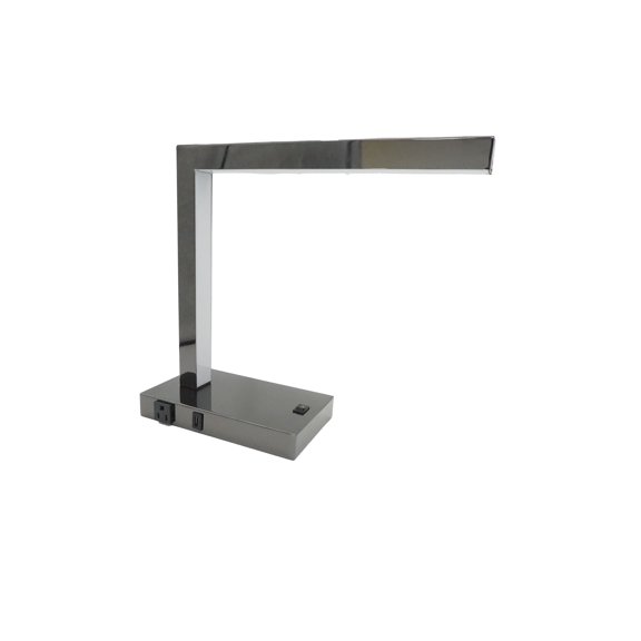 Lighting Fixtures, Modern LED Desk Lamp with USB & Power Outlet, Pewter Table Lamps,Metal Floor Lamps, Lighting, Lighting & Lamps Modern LED Desk Lamp with USB & Power Outlet