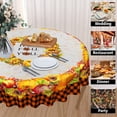 thumbnail image 3 of Nappe Citrouille d'Automne Ronde 60 Pouces Récolte d'Automne Action de Grâce Tournesol Noir Orange à Carreaux Lavable Résistant aux Plis et aux Taches Nappe Polyester Rustique Ferme, 3 of 5