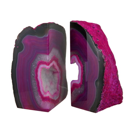 Stone Bookends - Large Polished Pink Brazilian Agate Geode Bookends 12-14 Pounds