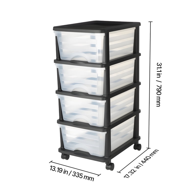 KFFKFF 4-Compartment Plastic Storage Drawer Cart, Black photo 8
