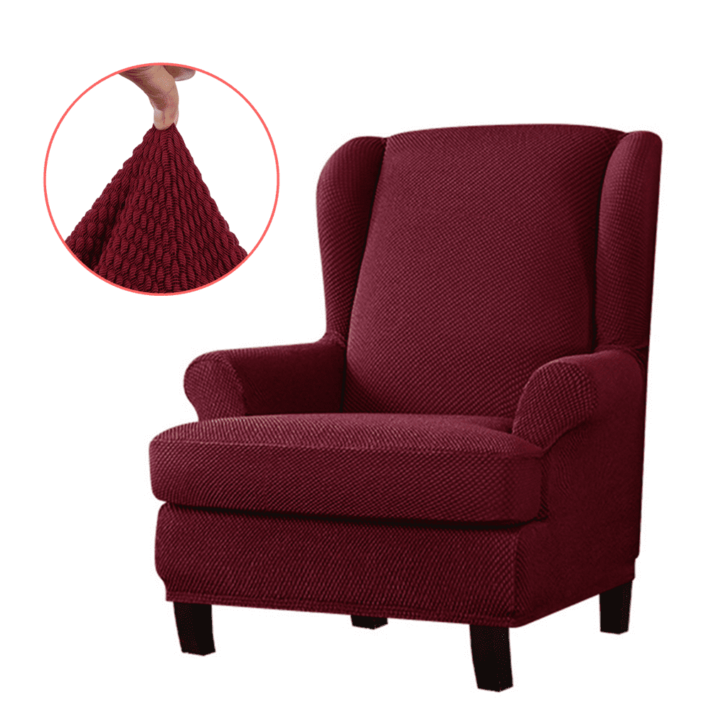 2Pieces Elastic Wing Chair Slipcover Universal Arm Wingback Cover Furniture Protector Stretch
