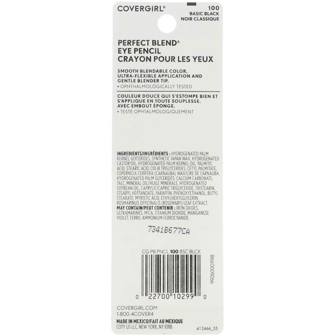 CoverGirl Perfect Blend Eye Pencil, Basic Black [100], 0.03 oz (Pack of 6)