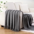 thumbnail image 4 of Battilo Dark Grey Throw Blanket for Sofa,Textured Solid Grey Blanket Throw,Knitted Bed Throw,50"x60", 4 of 8