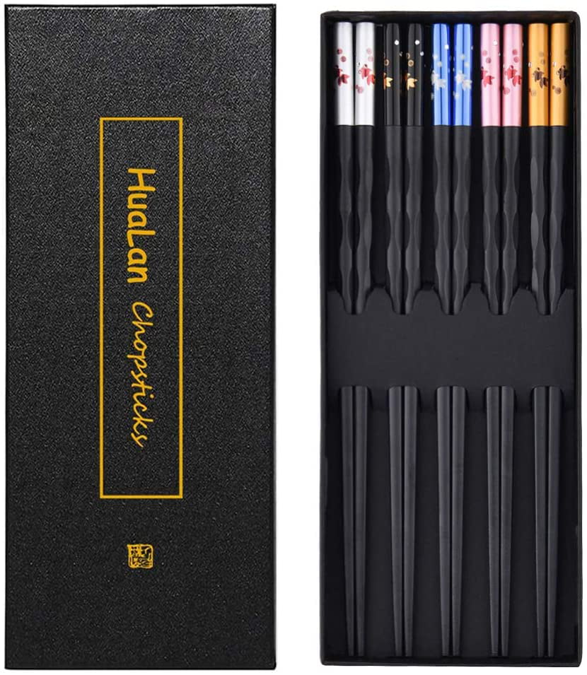 Japanese Non-slip Luxury Reusable 5 Pairs HuaLan Fiberglass Chopsticks Series 