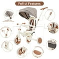 thumbnail image 3 of 7 in 1 Baby Tricycle, Foldable Toddler Tricycle with Removable and Adjustable Parent Handle, Toddler Push Bike with Removable Pedal, Canopy, and Guardrail, Tricycle for 12-72 Months, ivory and brown, 3 of 18