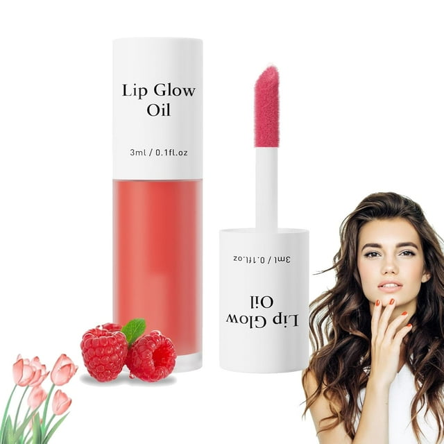 Aeki Lip Oil, Literalous Tinted Lip Glow Oil - For Lush, Literalous Lips Plumper, Long-Lasting Shiny Fruit Flavor Lips Stain (01#Raspberry)
