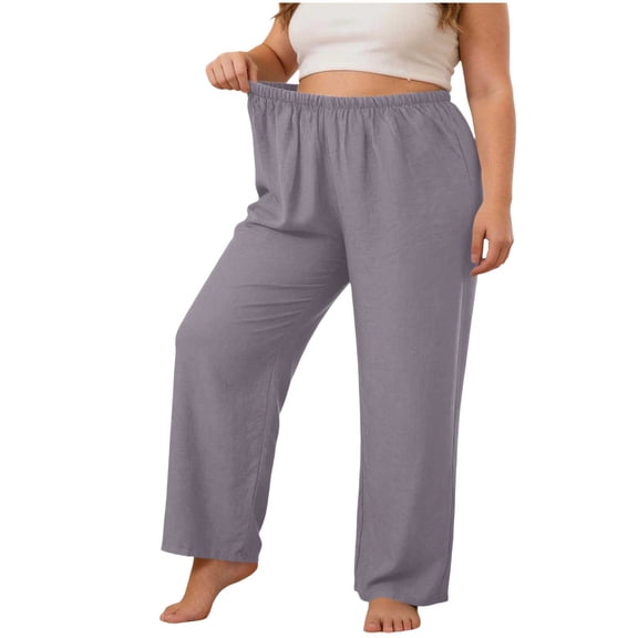 Gytharion Cotton Sleep Pants for Women Plus Size Soft Loose Pajama Pant Soft Fashion Lightweight Comfy Elastic High Waist Lounge Pants Ladies Home Pj Pants with Pockets