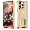 thumbnail image 1 of IBAOLEA Compatible with iPhone 13 Pro Case,Clear Crystal Ultra Slim Soft TPU Electroplated Case Cover with Invisible Design Metal Kickstand for iPhone 13 Pro 6.1" 2021,Gold, 1 of 8