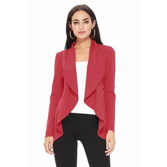 Women's Elegant Solid Stretch Open Front Long Sleeve Blazer Jacket
