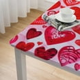 thumbnail image 4 of HAOXIT Valentines Tablecloth Square Pink Red Love Heart Table Cloth,Stain Resistance Polyester Table Covers for Kitchen Dining,Small Tablecloth for Party Picnic 36*36, 4 of 7