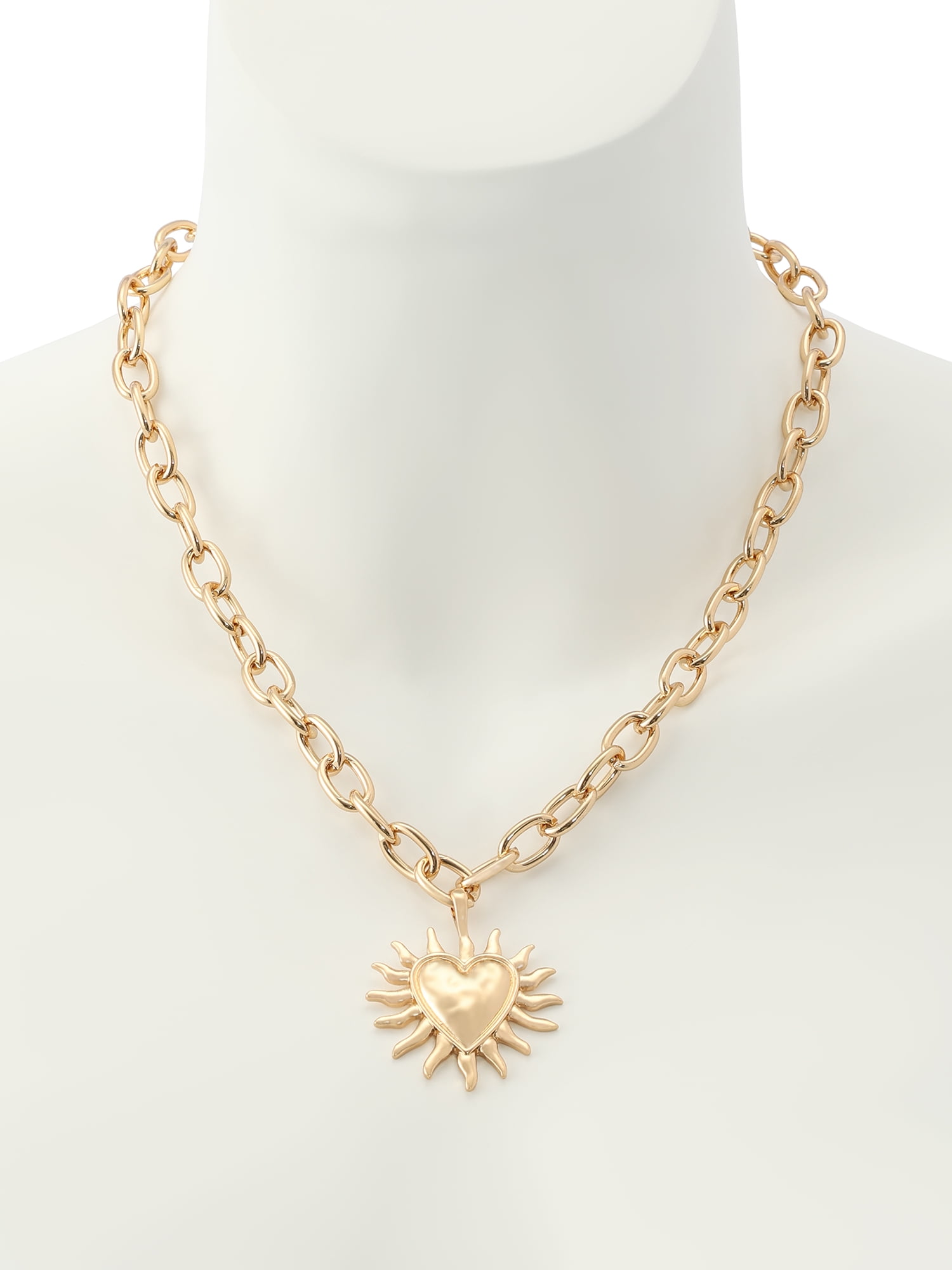 Madden NYC Women's Fashion Gold-Tone Heart-Sun Pendant Necklace
