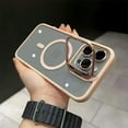 thumbnail image 1 of Magsafe Magnetic Lens Protection Stand Phone Case For IPhone 15 12 13 14 11 Pro Max Camera Glass Transparent Metal Ring Cover pink For iphone14Plus, 1 of 6