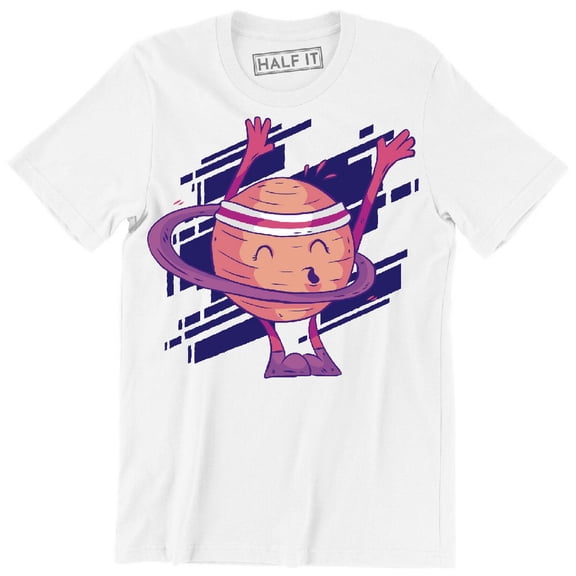 Cute Astronomy Funny Planet Saturn Hula Hooping Men's T-Shirt