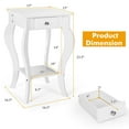 thumbnail image 4 of Costway End Side Table with Drawer Bottom Shelf Accent Nightstand Bedroom White, 4 of 10