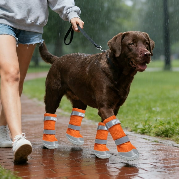 Pet Supplies Smart Outdoor Footwear for Lightweight Large Shoes for Walking Running with Reflective Water- Design for Indoor Outdoor Use 4PCS