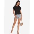thumbnail image 6 of Womens Summer Cap Sleeve Crewneck Crop Tops Casual Loose Striped T-Shirts Basic Tees, 6 of 6