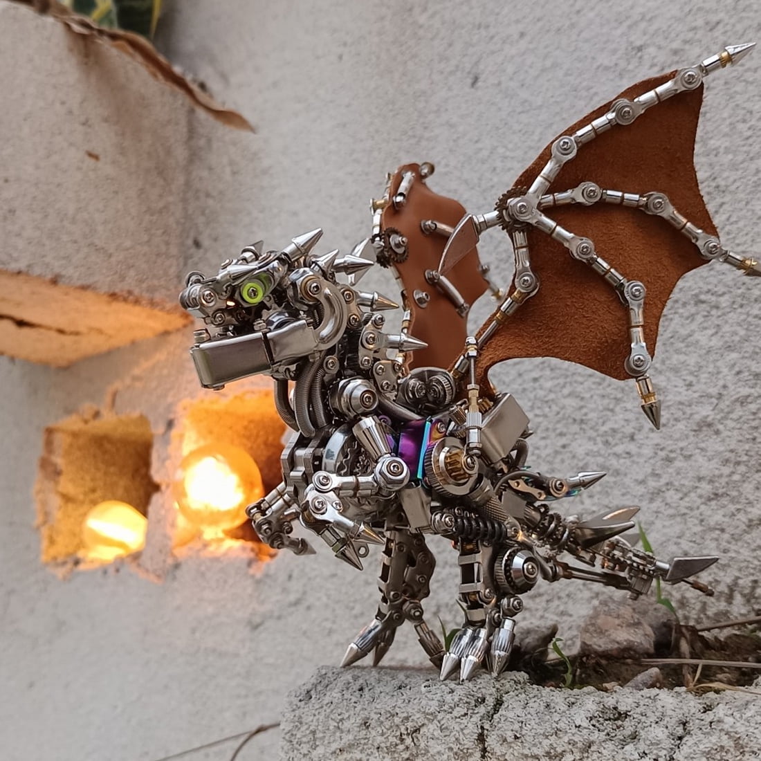 3D Metal Puzzle Mecha Dragon with Wings DIY Assembly Kit Steampunk Style Model Building Project Creative Handmade Display Art(ZYX028/1450pcs+)