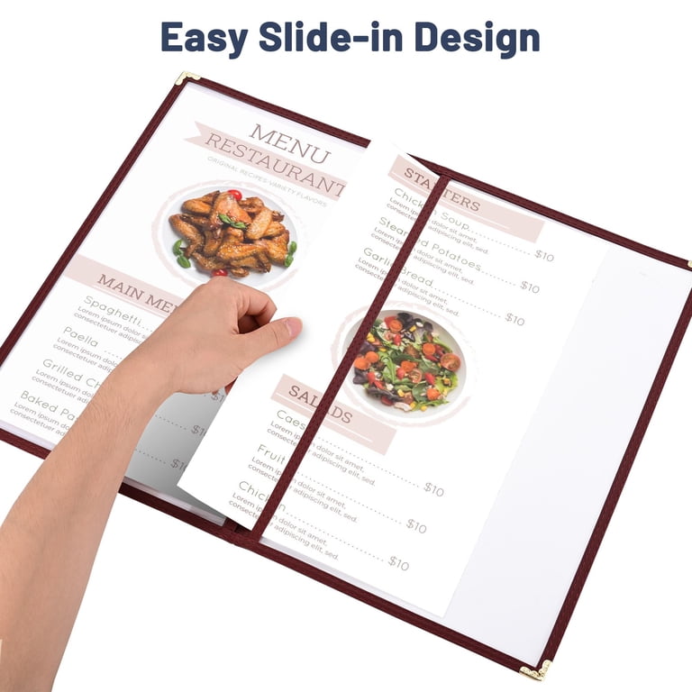Wechef 30pcs 8.5x14in Menu Cover Trifold 6 View 3 Page Restaurant