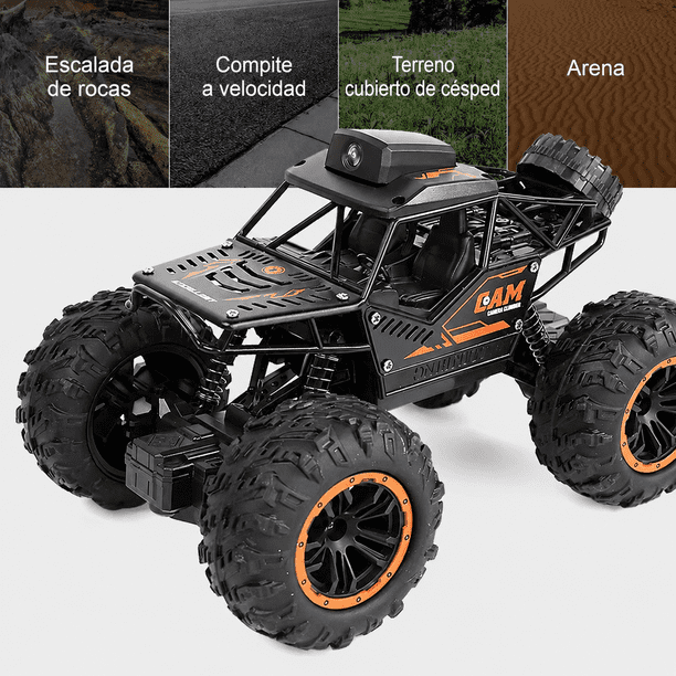 Auto RC 1:18 de Aleación con Cámara FPV WiFi, 4WD, Escala Real, Chasis de Aleación, Transmisión en Vivo, Luces LED, Todoterreno de Llantas Grandes, Regalo Premium, Negro