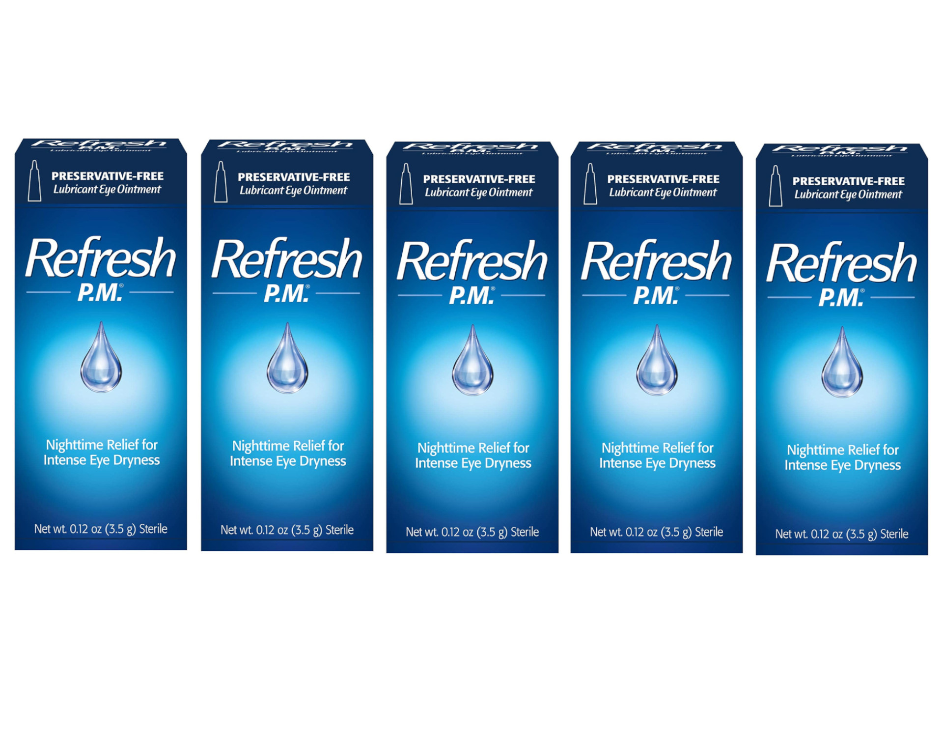 5 Pack Refresh P.M. Lubricant Eye Ointment 0.12 oz (3.5 g) Each