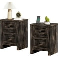 thumbnail image 3 of LUXOAK Nightstand Set of 2 with Charging Station, 2 Drawers, 24" Height, Dark Oak, 3 of 9