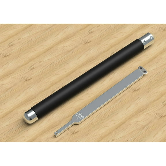 Simple Scraper IV - 12" scraper for shaping hollow form walls & flat bottoms, creating flat bottomed bowls and boxes Style: Negative Rake Oval, Handle Selection: with 17" Silver Handle with Foam Grip