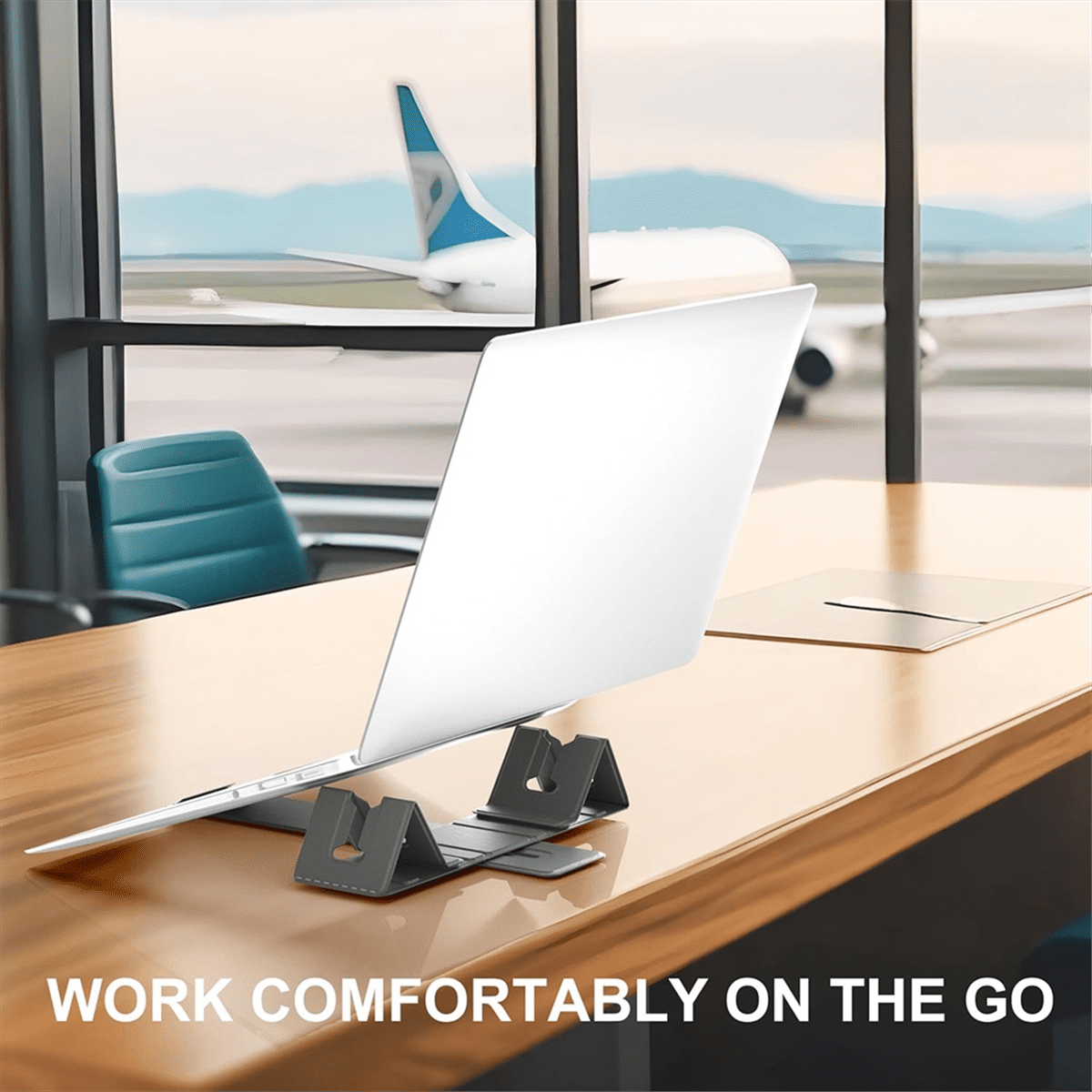 Magnetic Adjustable Travel Laptop Stand for Digital Nomads and Business Travelers. Compact, Foldable, for Desk Use