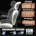 thumbnail image 5 of Big and Tall 700LBS Heavy Duty Executive Office Chair with Metal Base, Linkage Armrest, Footrest, Extra Thick Wide Cushion, Silent Rubber Wheels, Light Brown, 5 of 8