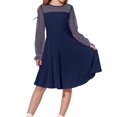 thumbnail image 3 of Long Sleeve Girls Mesh Patchwork Dress Kids Children Dots Print A-line Knee Dress for 4-14 Years, 3 of 7