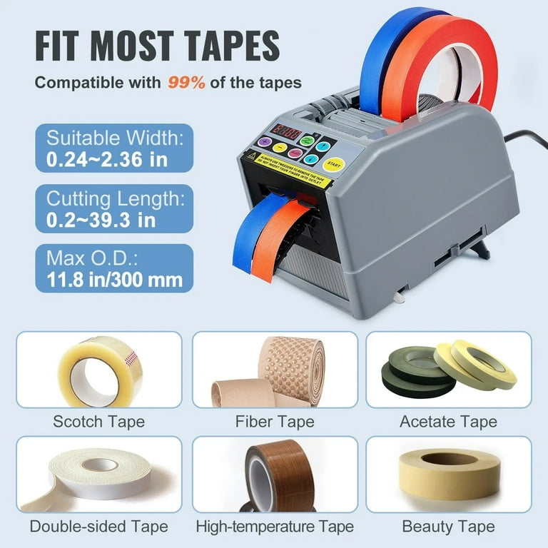 U.S. Solid Automatic Tape Dispenser Cutter Jf-3000 for Adhesive/Non-adhesive Tape, 0.24 inch to 2.36 inch Width, 0.2 inch to 39.33 inch Length