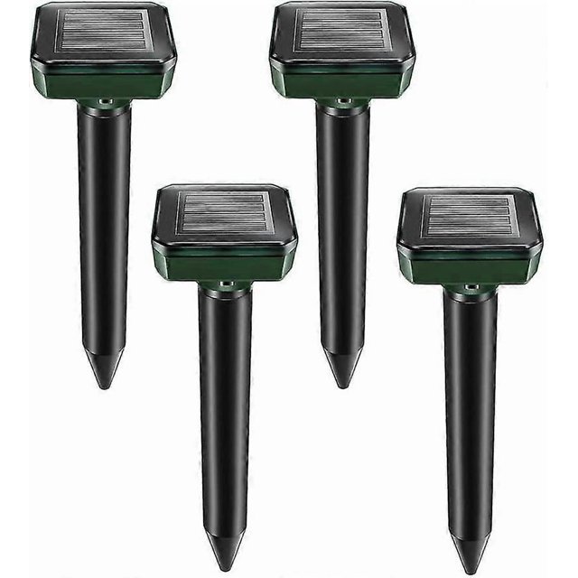 4 Pack Solar Mole Repeller Stakes - Ultrasonic Mole Repeller - Solar Powered Mole Removal For Moles, Snakes, Voles, Gophers And Other Animals