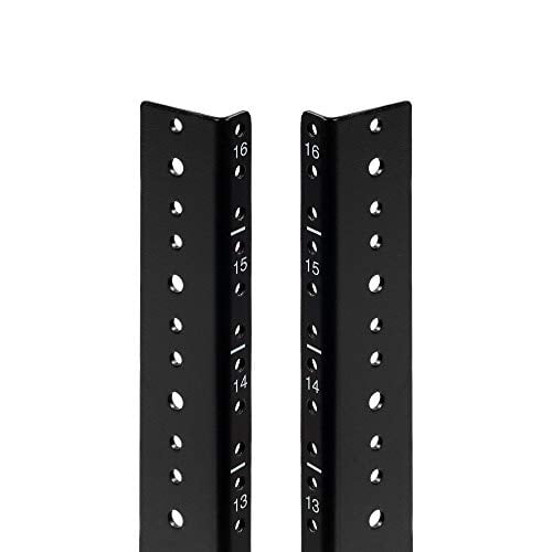 NavePoint 16U Vertical Rack Rail Pair DIY Kit with Hardware, Black