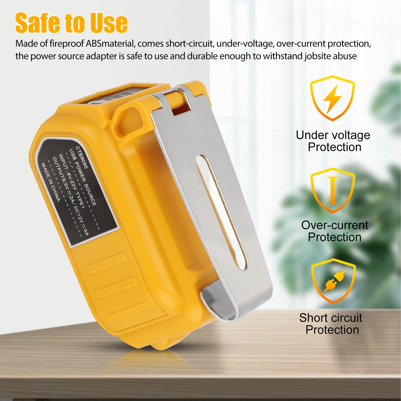 Dual USB Battery Charger Adapter Power Source Converter for Dewalt 14-21V Max