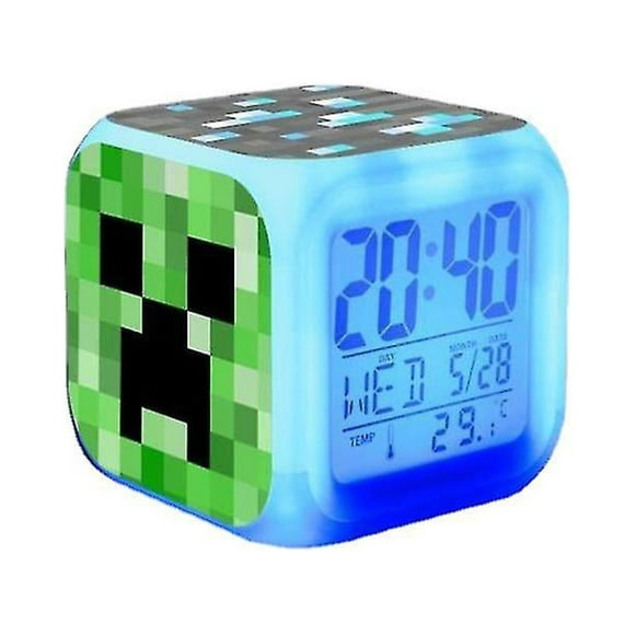 Minecraft Colorful Color Changing Quartet Alarm Clock Led Night Light Birthday Gift Christmas Gift#1