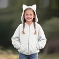 thumbnail image 2 of enyan Tween Girl Hoodie Zip Up 5-14T Kids Long Sleeve Zipper Cute Cat Hood Sweatshirt with Pocket White,13-14 Years, 2 of 7