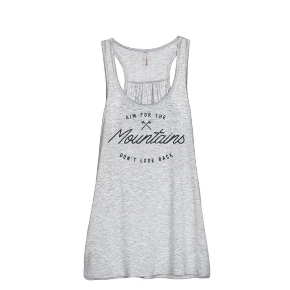 Aim For The Mountains Don't Look Back Women's Fashion Sleeveless Flowy Racerback Workout Yoga Tank Top Sport Grey Small