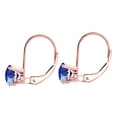thumbnail image 3 of MauliJewels Earrings for Women 1.2 Carat 5MM Round Created Sapphire Leverback Earrings Carat 14K Rose Gold 4-prong, 3 of 5